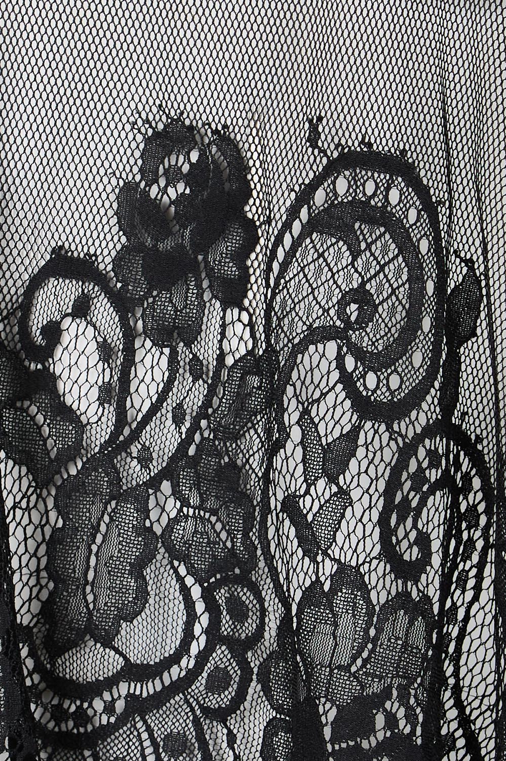 Product shot of the Last Dance Lace Throw Top - Black in colour Black, showing detail