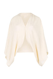 Product shot of the Out Of Office Woven Cotton Shrug  - Sand in colour Sand, from the front