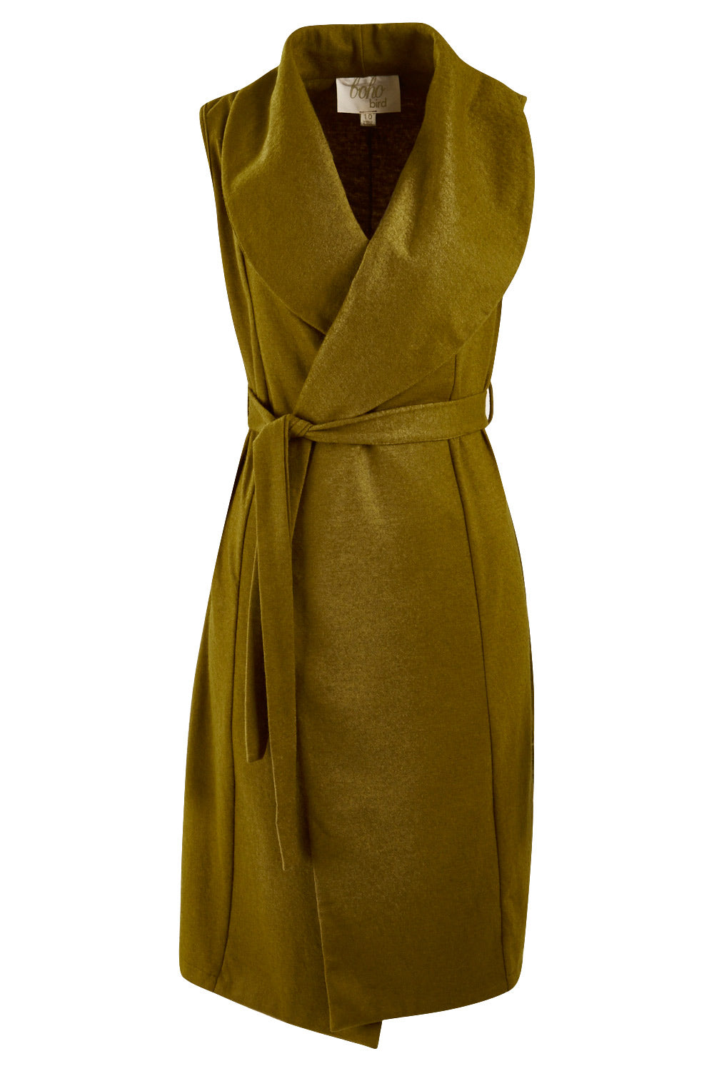 Product shot of the Round Em Up Vest in colour Forest (Green), from the front