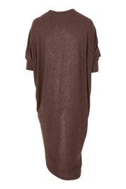 Product shot of the Falling For You Cardi in colour Chocolate, from the back