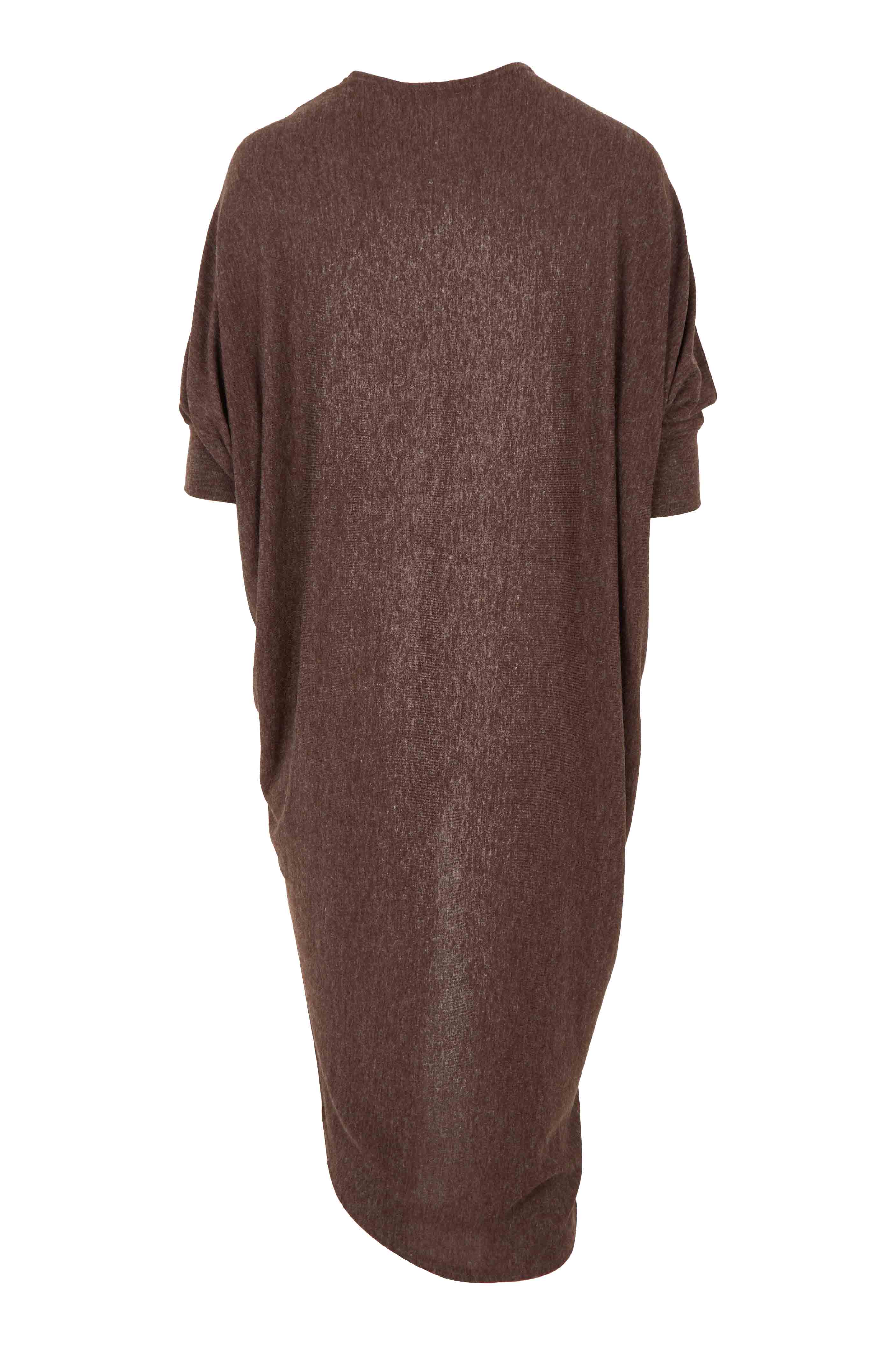 Product shot of the Falling For You Cardi in colour Chocolate, from the back