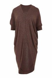 Product shot of the Falling For You Cardi in colour Chocolate, from the front