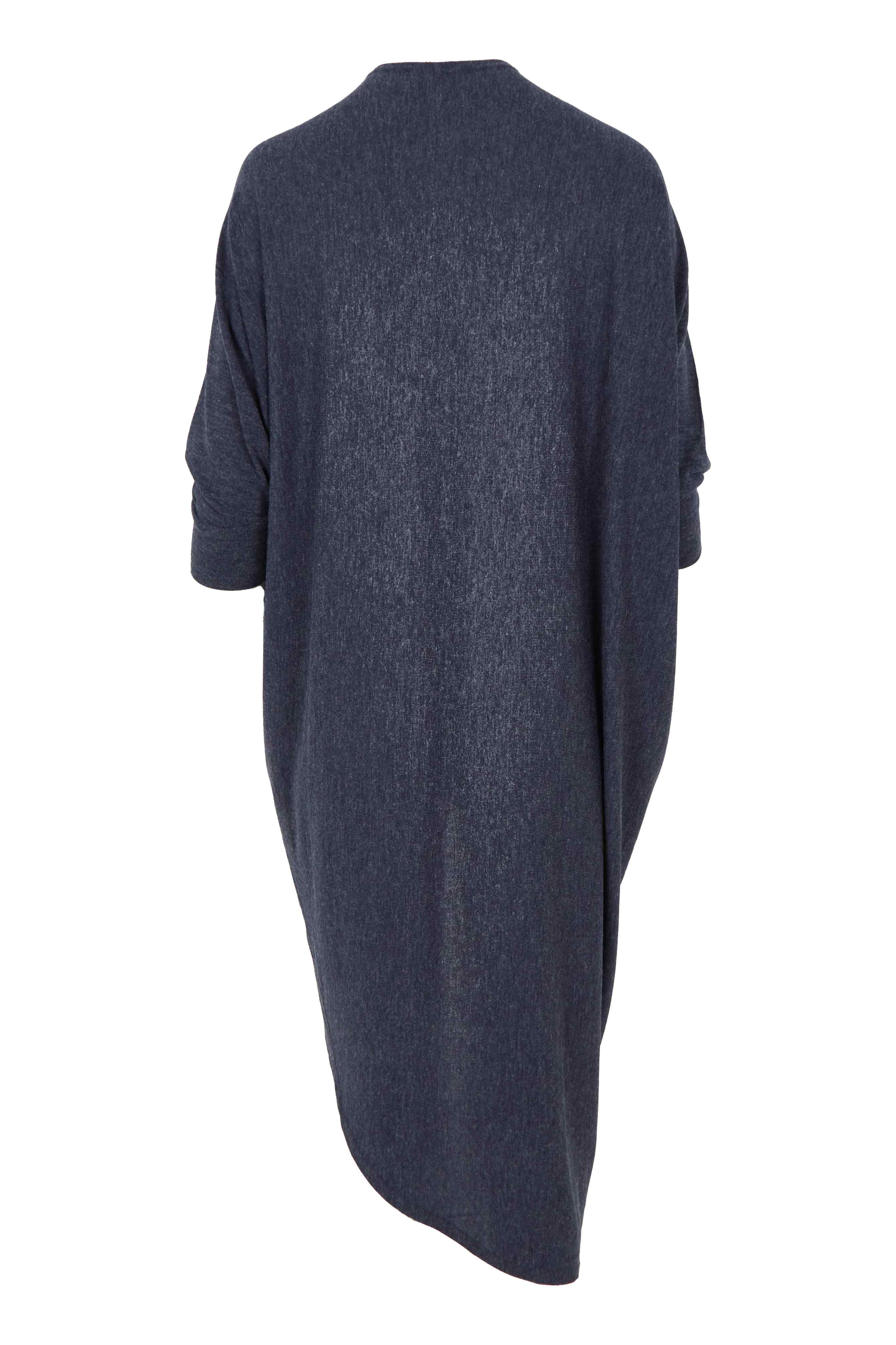 Product shot of the Falling For You Cardi in colour Denim (Blue), from the back