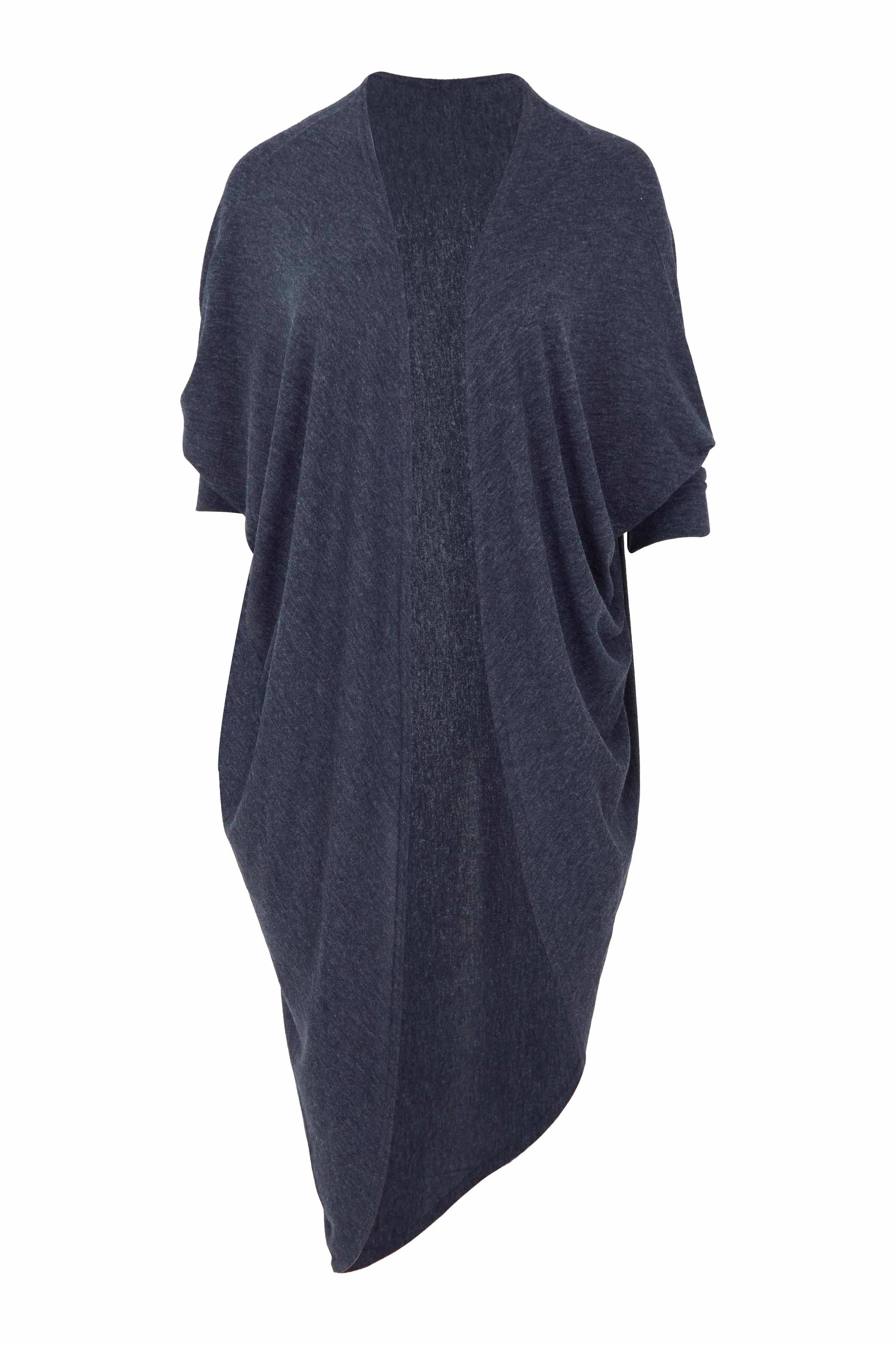 Product shot of the Falling For You Cardi in colour Denim (Blue), from the front