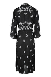 Product shot of the Dancing With Birds Midi Dress in colour Black (Black), from the back