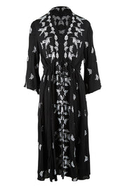 Product shot of the Dancing With Birds Midi Dress in colour Black (Black), from the front