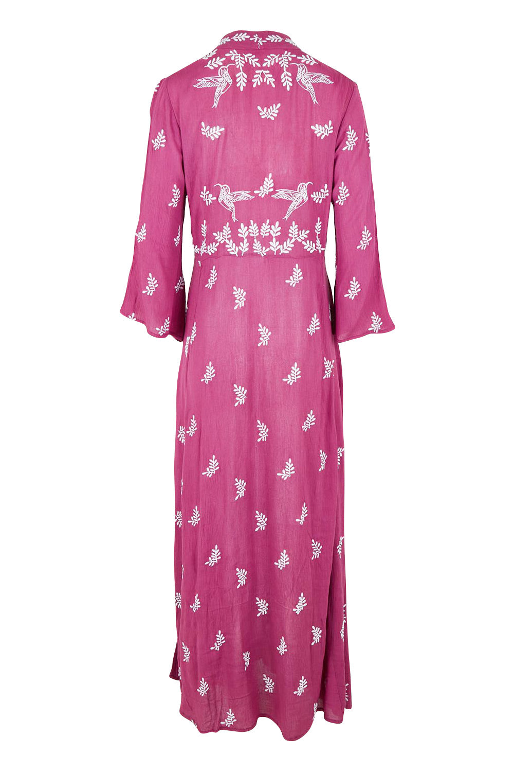 Product shot of the Dancing With Birds Dress in colour Wildberry (Purple), from the back