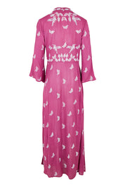 Product shot of the Dancing With Birds Dress in colour Wildberry (Purple), from the back
