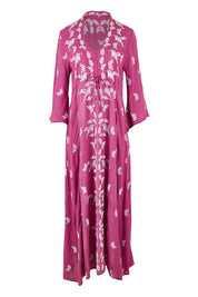 Product shot of the Dancing With Birds Dress in colour Wildberry (Purple), from the front