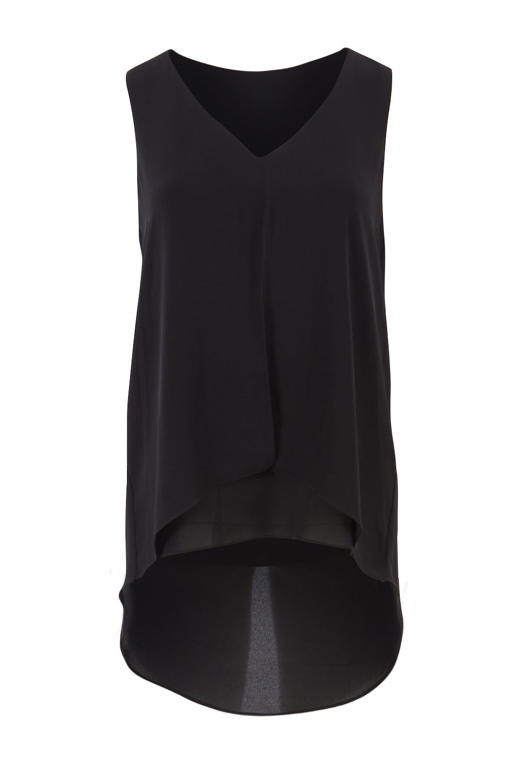 Product shot of the Sugar Snaps Layers Tank in colour Black (Black), from the front