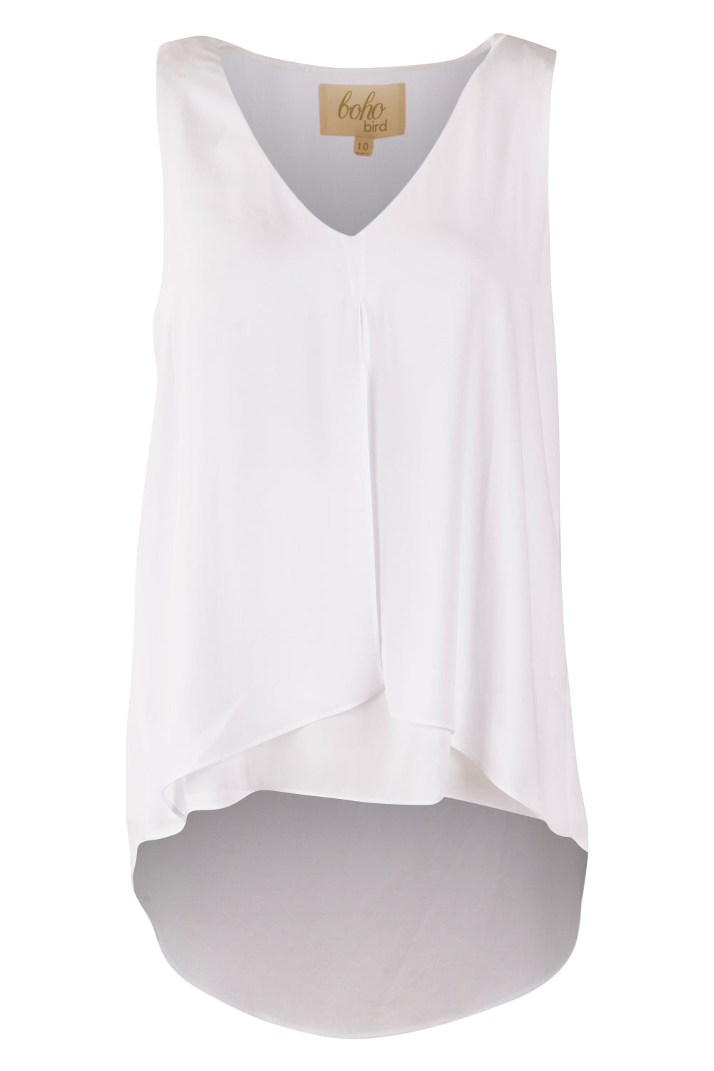 Product shot of the Sugar Snaps Layers Tank in colour White (White), from the front