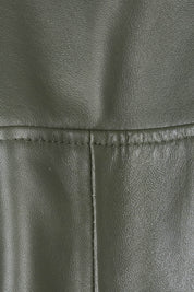 Product shot of the Urban Nomad Leather Jacket in colour Olive (Green), detail