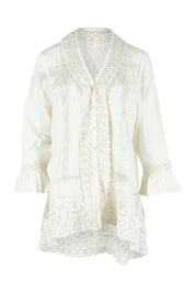 Product shot of the Whispers In The Dark Shirt in colour Milk (White), from the front