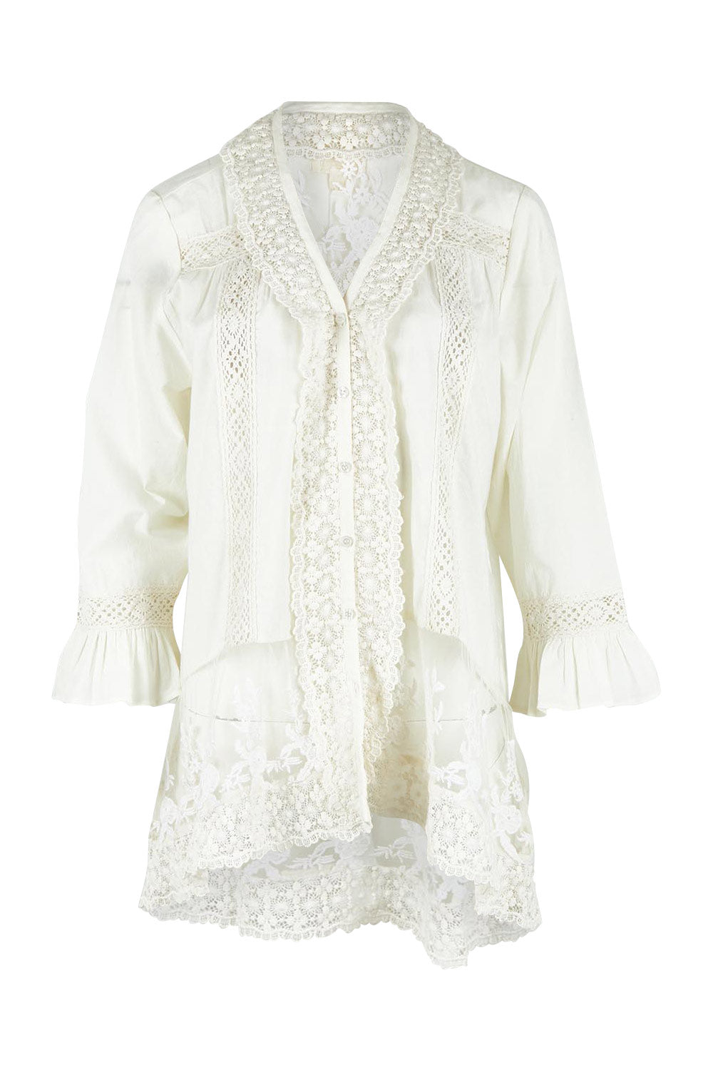 Product shot of the Whispers In The Dark Shirt in colour Milk (White), from the front