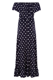 Product shot of the Dance With Me Maxi Dress in colour Navy (Blue), from the back