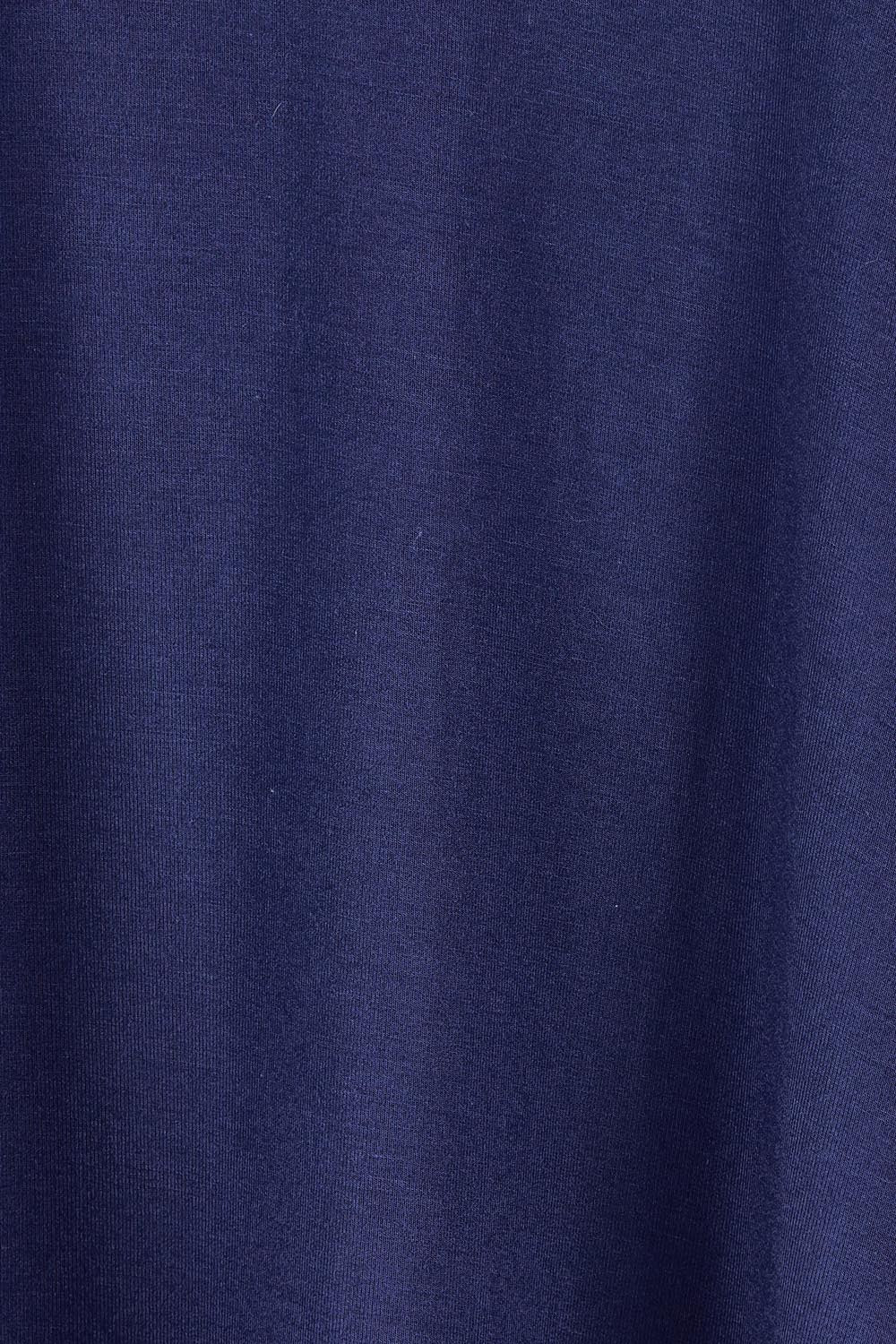 Product shot of the Long Sleeve Softly Swinging Bamboo Tee in colour Navy (Blue), detail