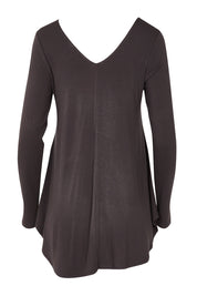 Product shot of the Long Sleeve Softly Swinging Bamboo Tee in colour Storm (Grey), from the back