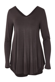 Product shot of the Long Sleeve Softly Swinging Bamboo Tee in colour Storm (Grey), from the front