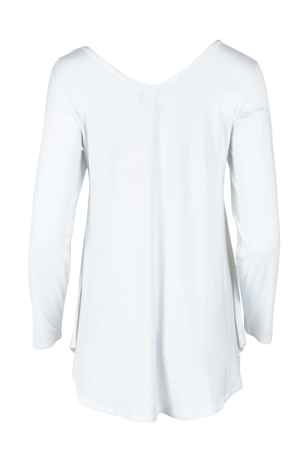 Product shot of the Long Sleeve Softly Swinging Bamboo Tee in colour White (White), from the back