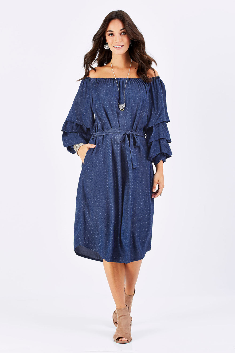 Preloved Ruffled Feathers Dress - Spot