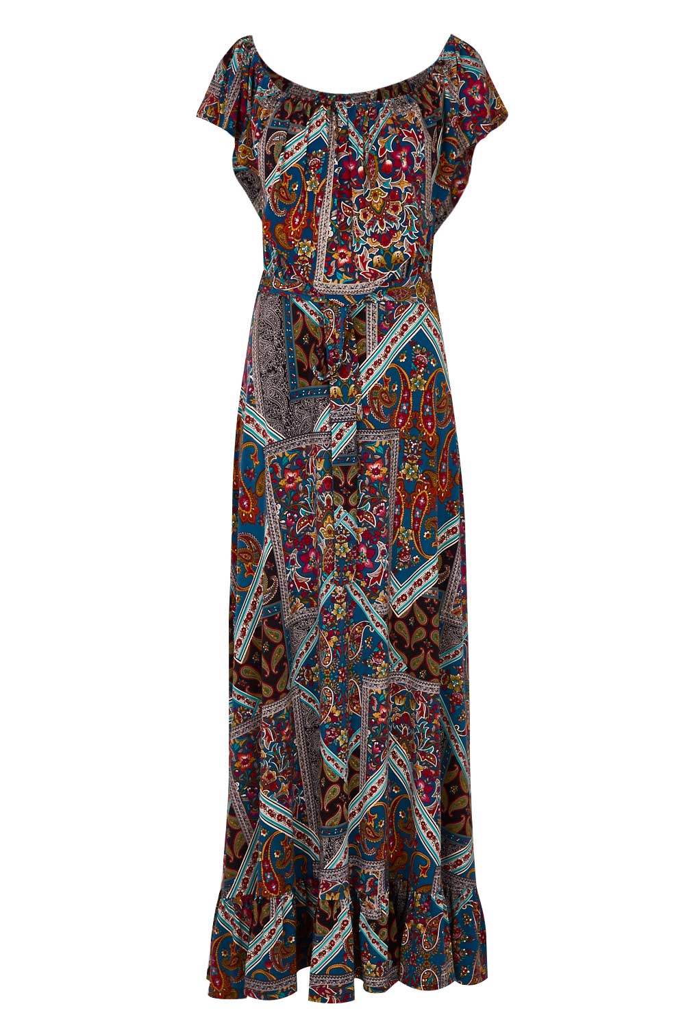 Product shot of the Dancing In The Rain Dress in colour Patch (Blue), from the front