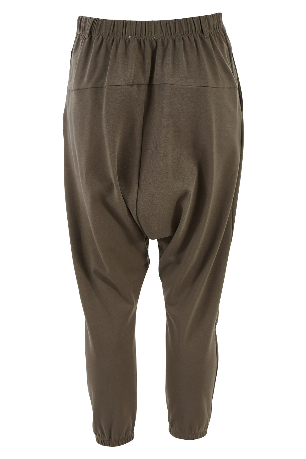 Product shot of the Relax With Me Pants in colour Olive (Green), from the back