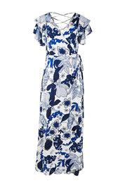 Product shot of the Bellezza Maxi Dress in colour Blues (Blue), from the front