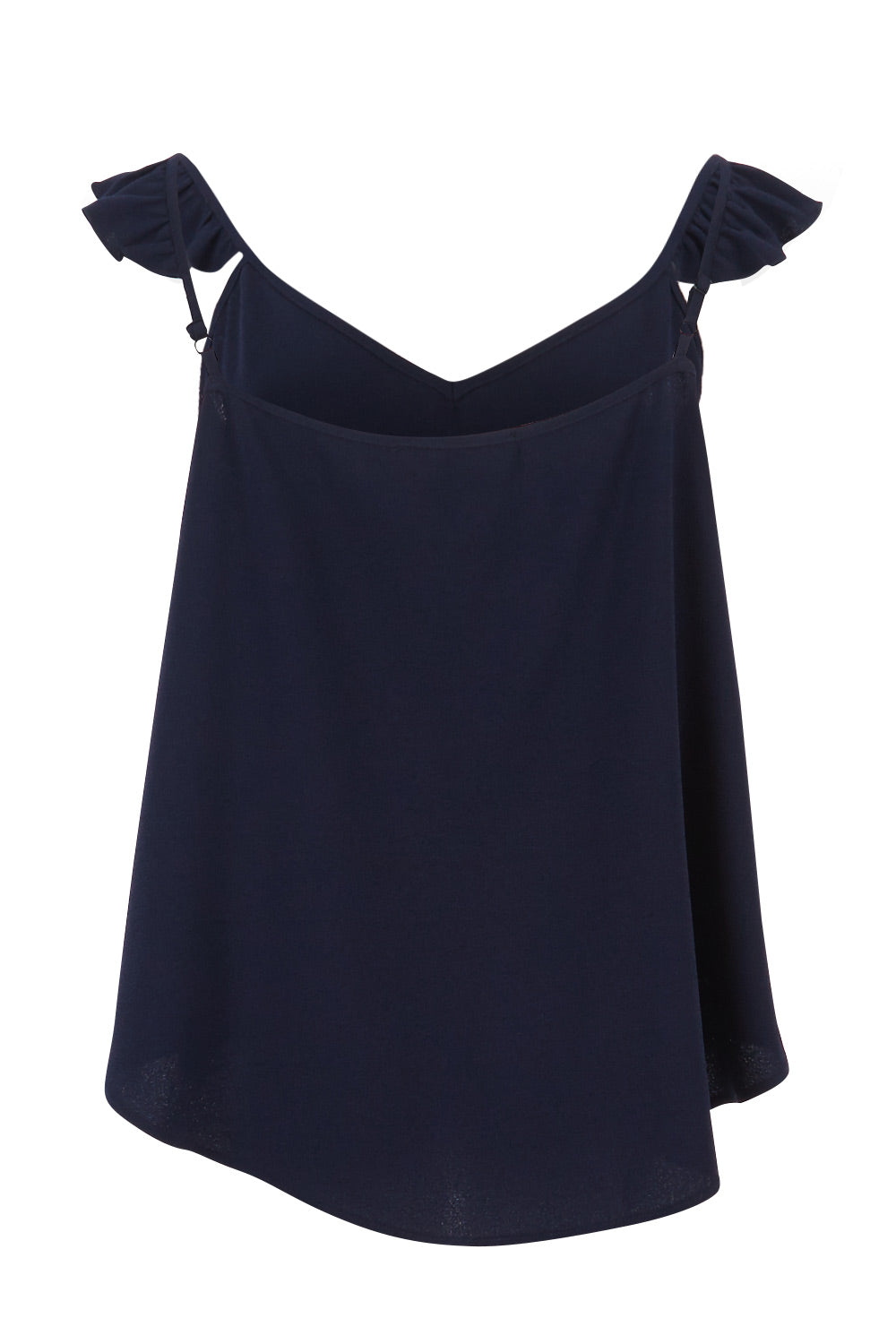 Product shot of the Romance All Around Top in colour Navy (Blue), from the back