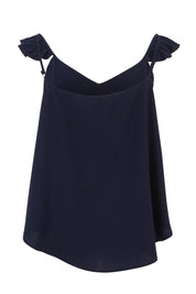 Product shot of the Romance All Around Top in colour Navy (Blue), from the back