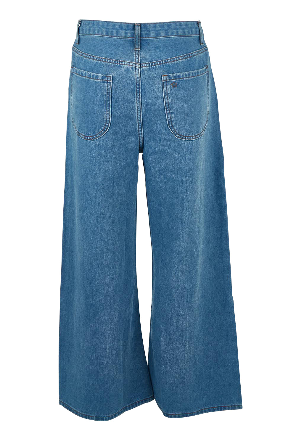 Product shot of the Happy Me Wide Leg Jeans in colour Lightdenim (Blue), from the back