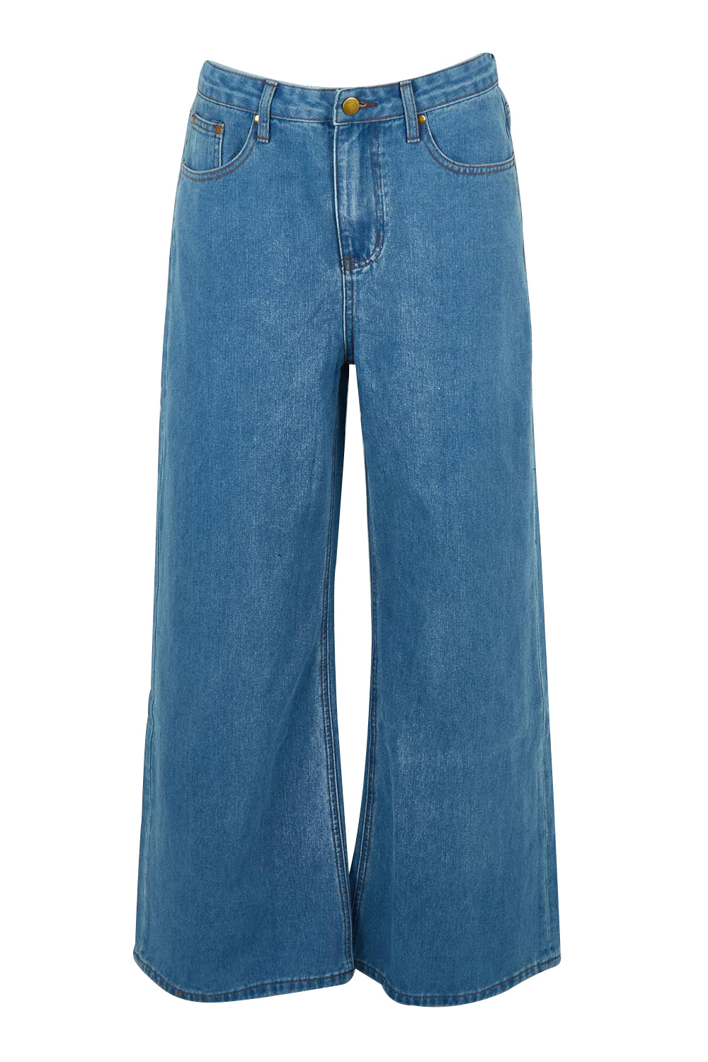Product shot of the Happy Me Wide Leg Jeans in colour Lightdenim (Blue), from the front