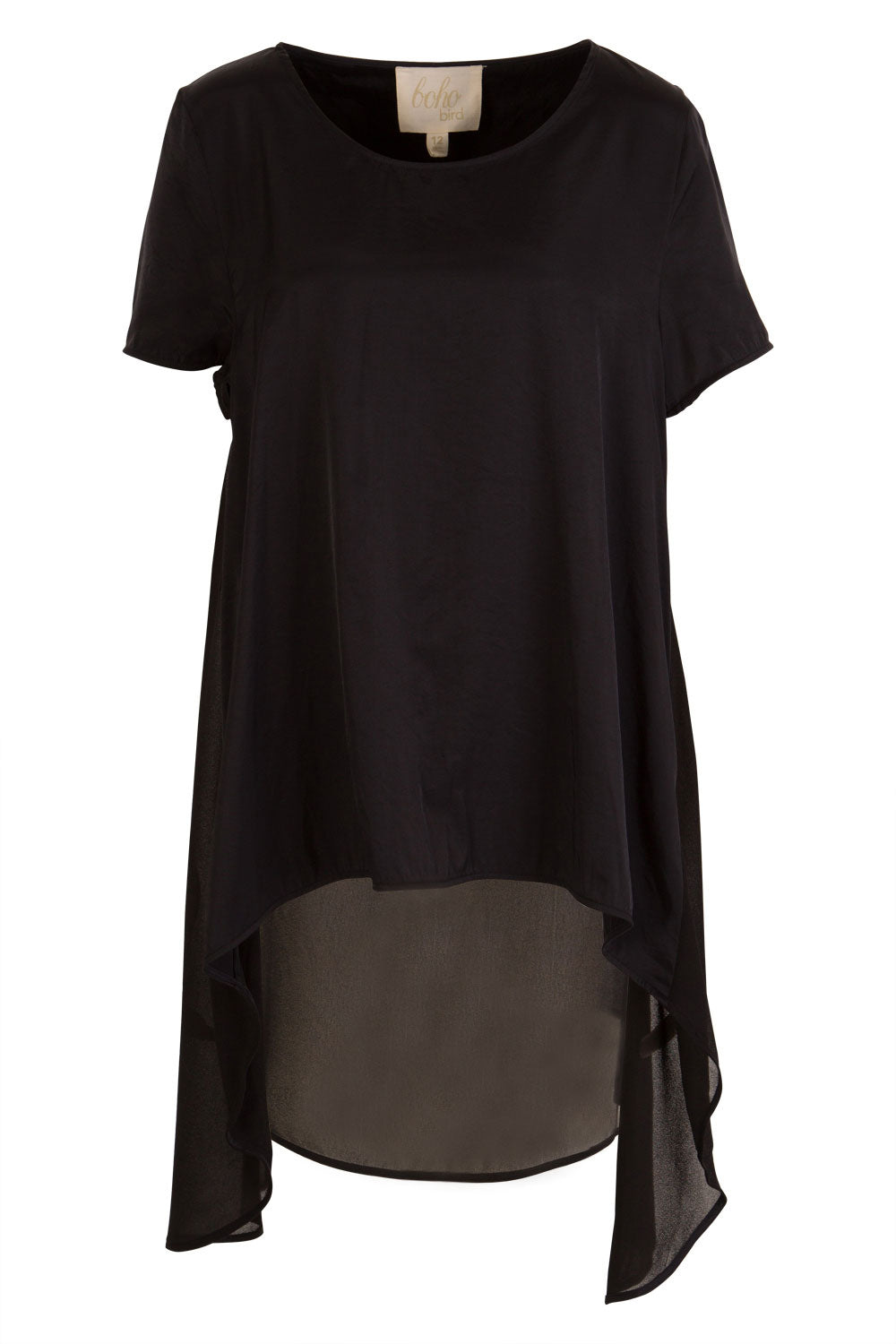 Product shot of the Walking On Clouds Tee in colour JetBlack (Black), from the front