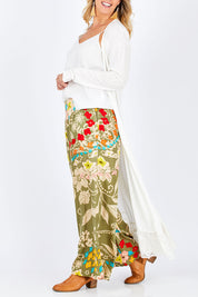 Model Jess wearing size 14 of the Starry Night Cardi in colour Chalk (White), from the front, cropped image