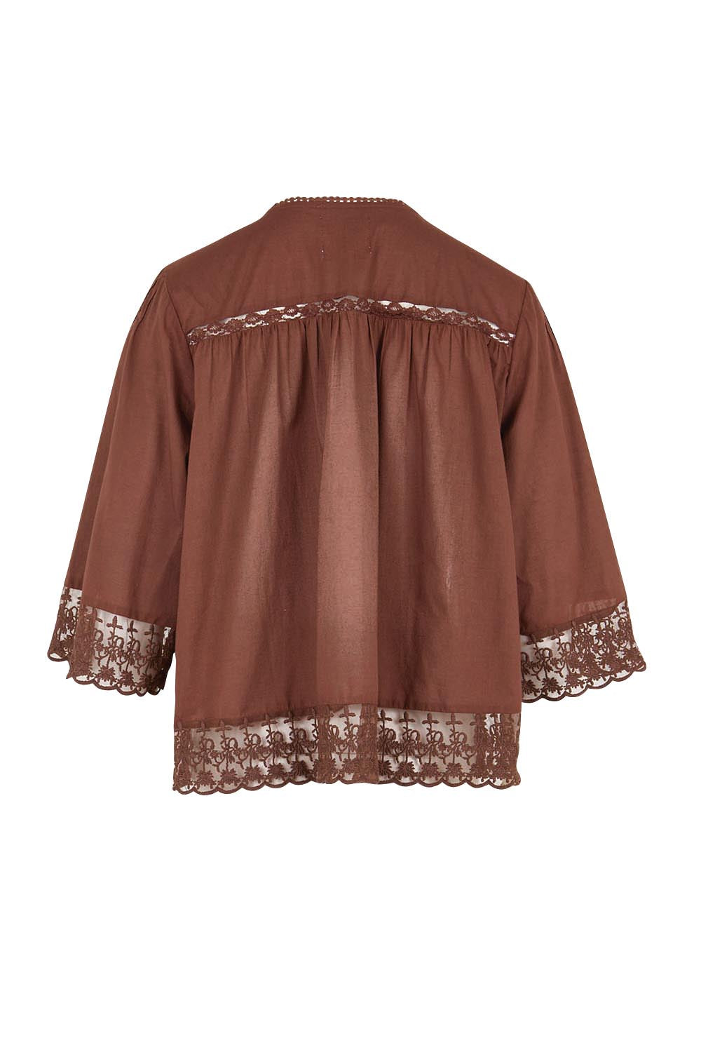 Product shot of the Spring Day Throw – Chocolate in colour Chocolate, from the back