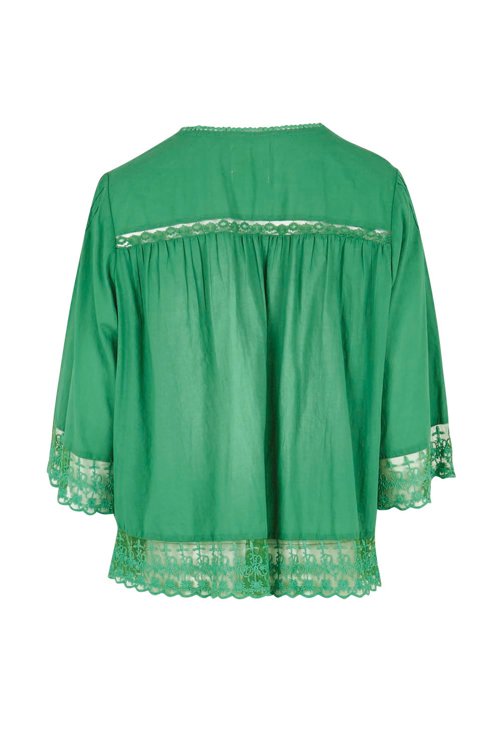 Product shot of the Spring Day Throw – Green in colour Green, from the back