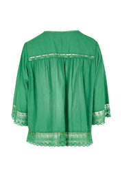 Product shot of the Spring Day Throw – Green in colour Green, from the back
