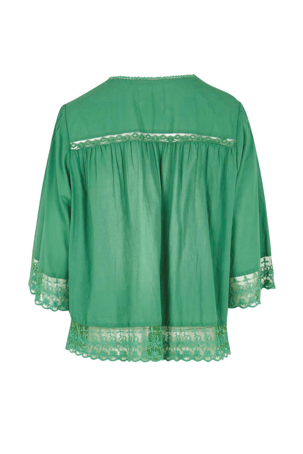 Product shot of the Spring Day Cotton Throw – Green in colour Green, from the back