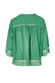 Product shot of the Spring Day Cotton Throw – Green in colour Green, from the back