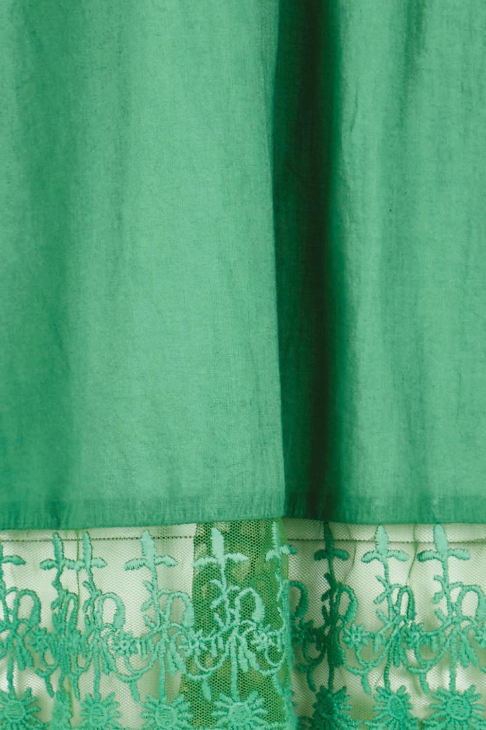 Product shot of the Spring Day Throw – Green in colour Green, showing detail