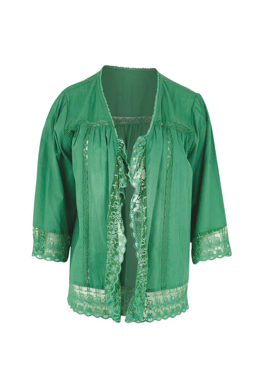 Product shot of the Spring Day Cotton Throw – Green in colour Green, from the front