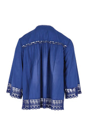 Product shot of the Spring Day Throw – Navy in colour Navy, from the back