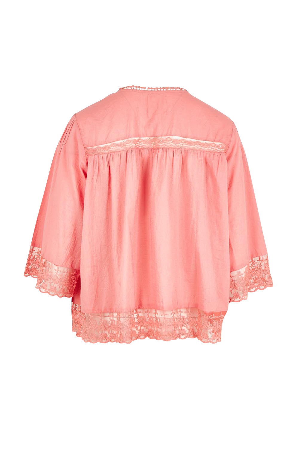 Product shot of the Spring Day Cotton Throw in colour Rose (Pink), from the back