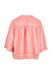 Product shot of the Spring Day Cotton Throw in colour Rose (Pink), from the back