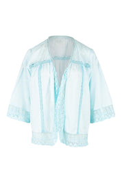 Product shot of the Spring Day Cotton Throw in colour Sky (Blue), from the front