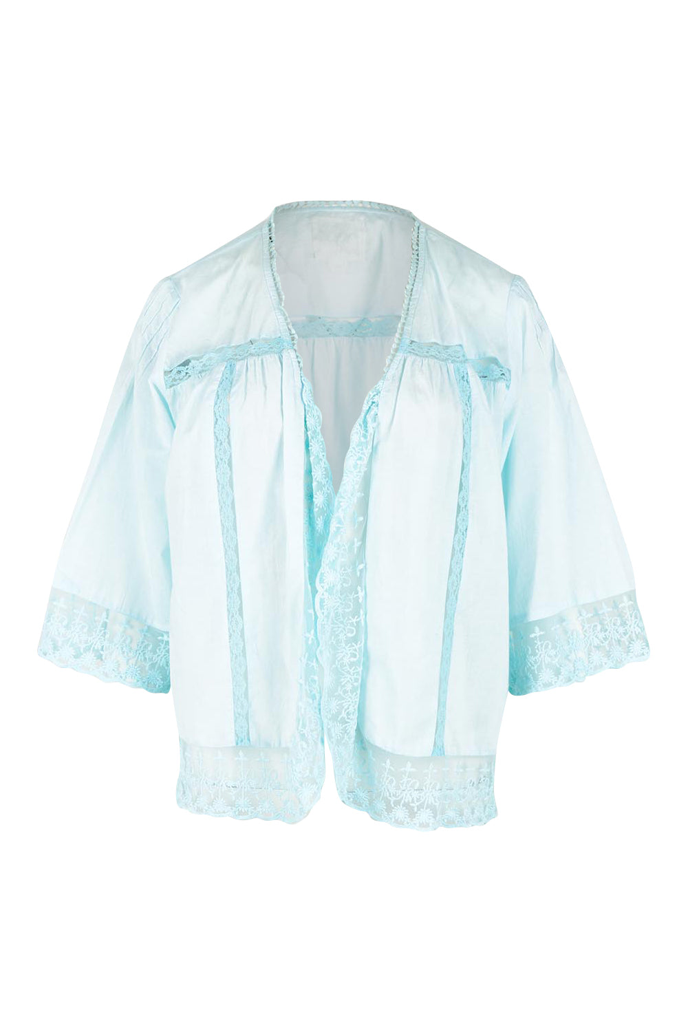 Product shot of the Spring Day Cotton Throw in colour Sky (Blue), from the front