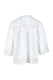 Product shot of the Spring Day Cotton Throw in colour White (White), from the back