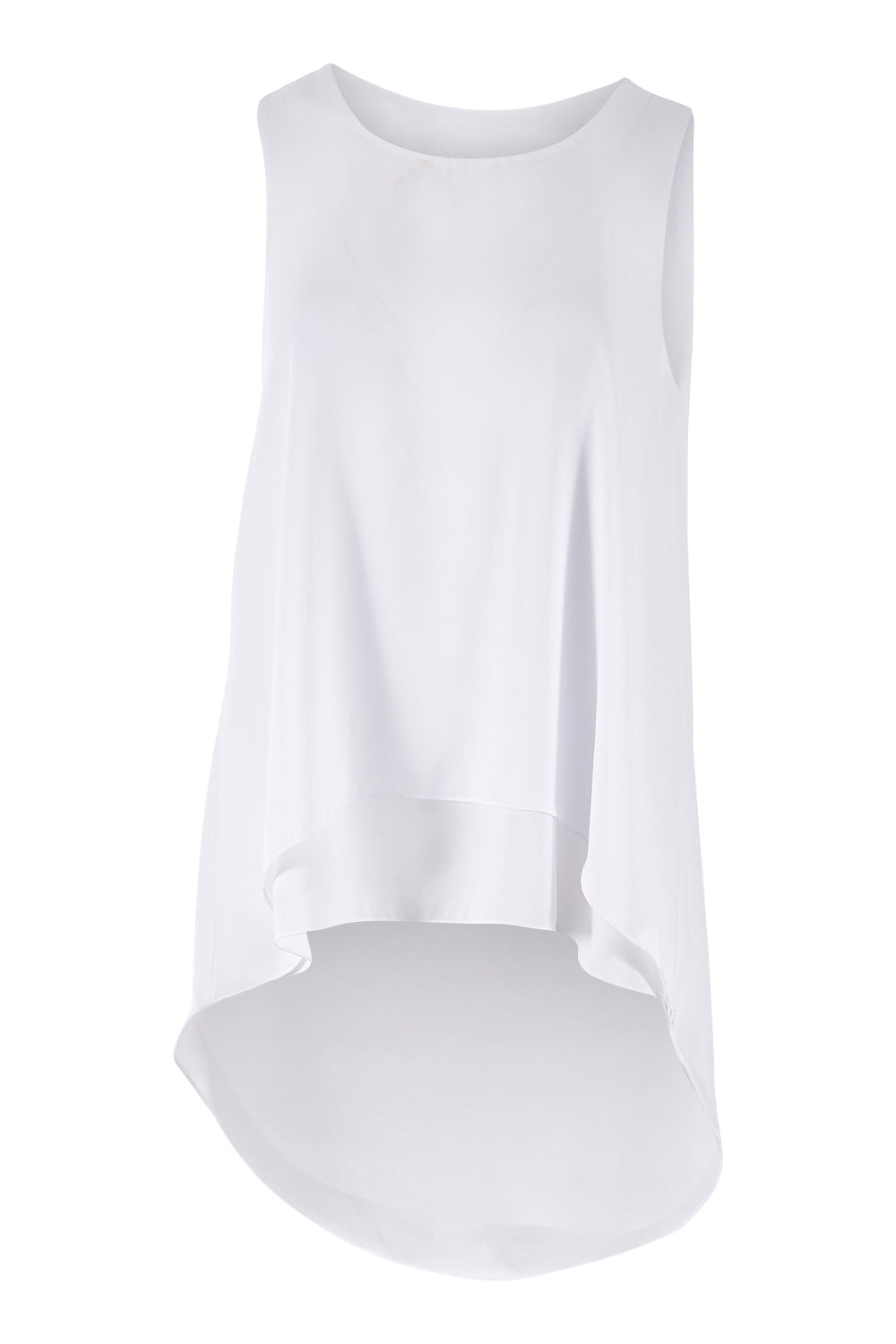 Product shot of the Sugar Snaps Round Neck Layer Tank in colour White (White), from the front
