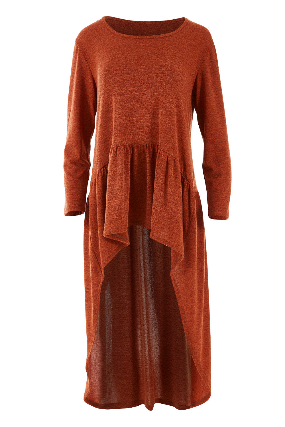 Product shot of the Falling For You Tunic in colour Rust, from the front