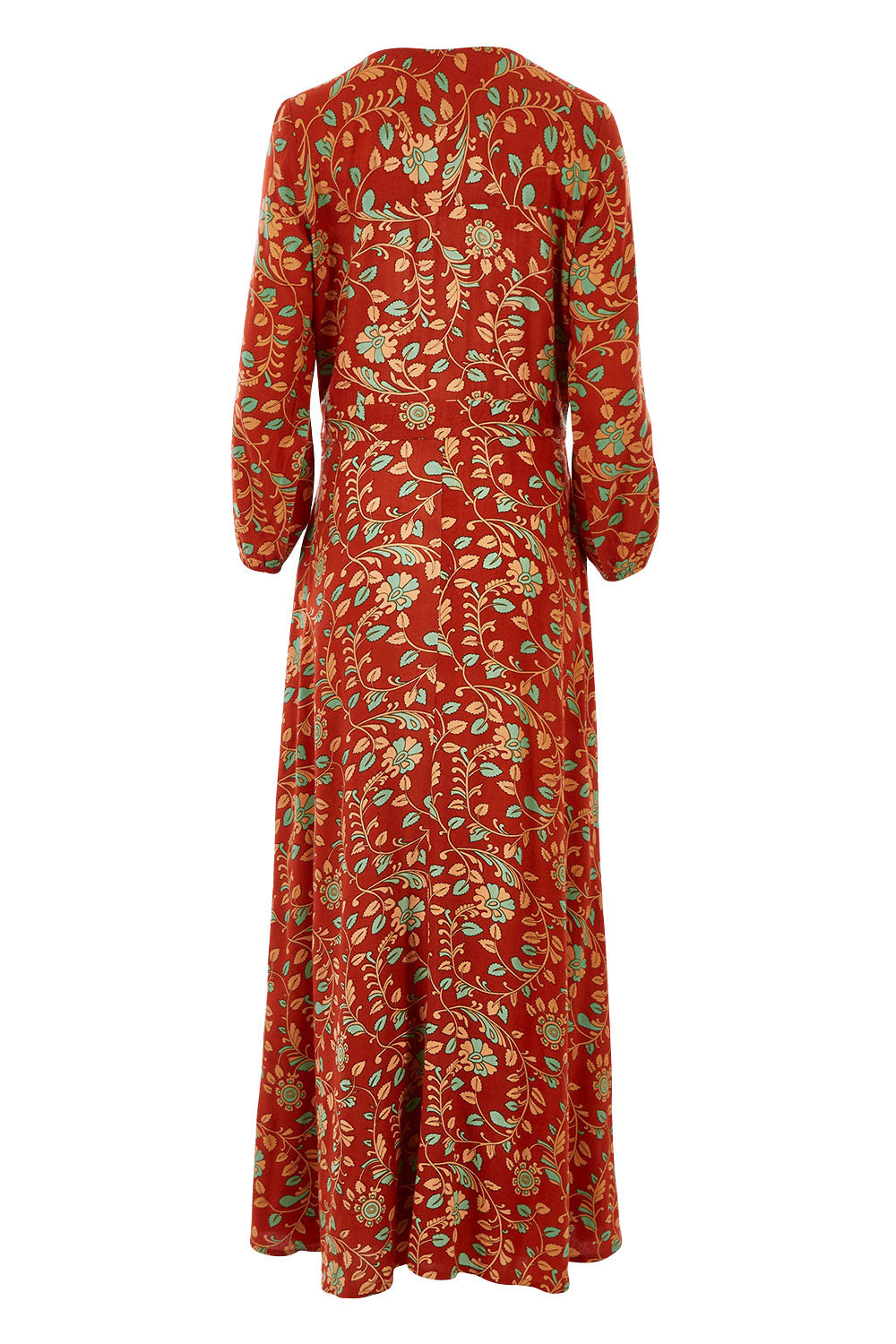 Product shot of the Meet Under The Palm Tree Maxi in colour Earth, from the back