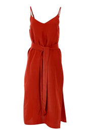 Product shot of the Sunshine And Happiness Dress in colour Ketchup (Red), from the front